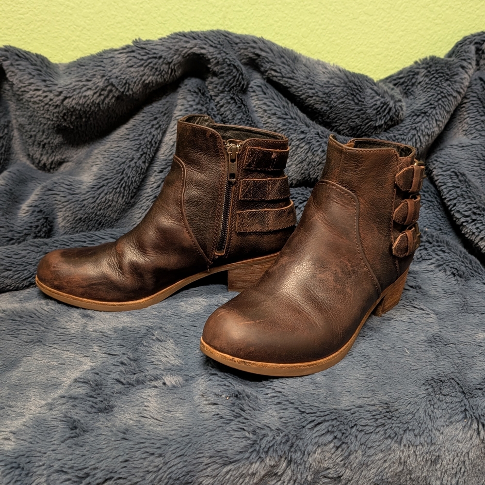 UGG Volta Women's Dark Brown Ankle Boots with Buckle Accents, 6.5